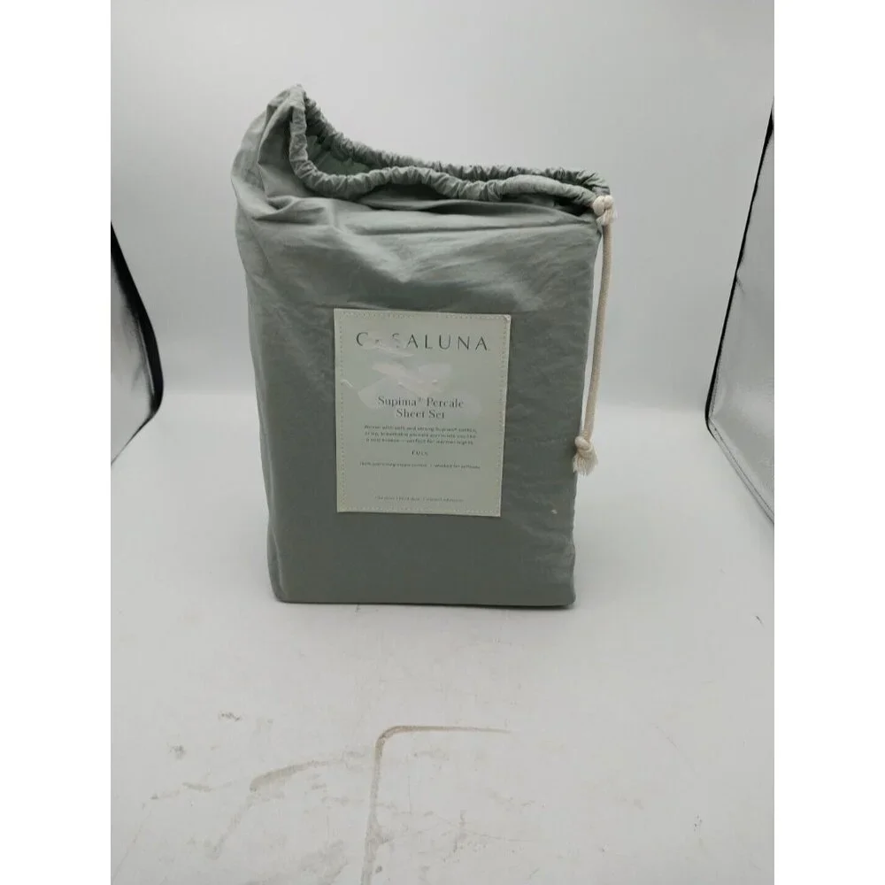 Casaluna Supima Percale Sheet Set Full Size Color Sage Green